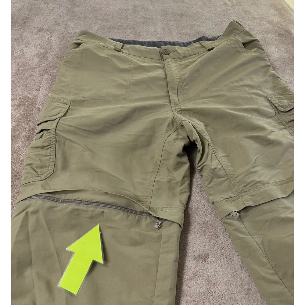 Cabelas Convertible Hiking Cargo Pants Men's 38x30 Green Zip Off Shorts GOOD